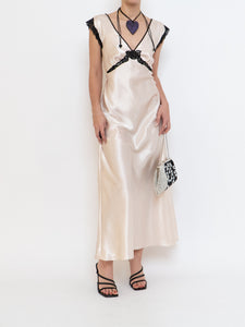 Vintage x Cream, Blak Satin & Lace Dress (S, M)