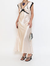 Load image into Gallery viewer, Vintage x Cream, Blak Satin &amp; Lace Dress (S, M)