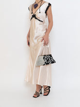 Load image into Gallery viewer, Vintage x Cream, Blak Satin &amp; Lace Dress (S, M)