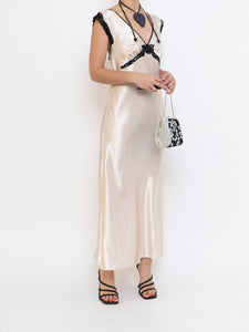 Vintage x Cream, Blak Satin & Lace Dress (S, M)
