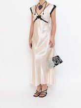 Load image into Gallery viewer, Vintage x Cream, Blak Satin &amp; Lace Dress (S, M)