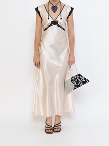 Vintage x Cream, Blak Satin & Lace Dress (S, M)