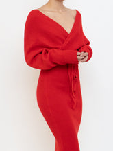 Load image into Gallery viewer, Modern x Deadstock Red Ribbed Wrap Knit Dress (XS-M)