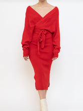 Load image into Gallery viewer, Modern x Deadstock Red Ribbed Wrap Knit Dress (XS-M)
