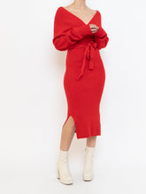 Load image into Gallery viewer, Modern x Deadstock Red Ribbed Wrap Knit Dress (XS-M)