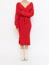 Load image into Gallery viewer, Modern x Deadstock Red Ribbed Wrap Knit Dress (XS-M)