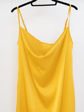 Load image into Gallery viewer, Modern x Yellow Satin Cowl Neck Slip Dress (L, XL)