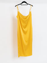 Load image into Gallery viewer, Modern x Yellow Satin Cowl Neck Slip Dress (L, XL)