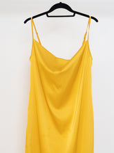 Load image into Gallery viewer, Modern x Yellow Satin Cowl Neck Slip Dress (L, XL)