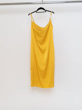 Load image into Gallery viewer, Modern x Yellow Satin Cowl Neck Slip Dress (L, XL)