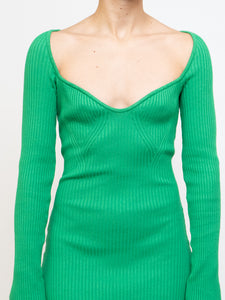 HM x Green Ribbed Bodycon Dress (XS, S)