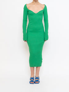 HM x Green Ribbed Bodycon Dress (XS, S)