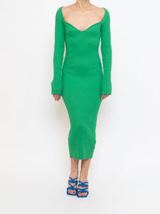 HM x Green Ribbed Bodycon Dress (XS, S)