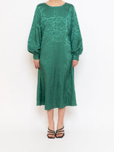 Load image into Gallery viewer, ICHI x Green Floral Longsleeve Satin Dress (S, M)