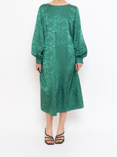 Load image into Gallery viewer, ICHI x Green Floral Longsleeve Satin Dress (S, M)