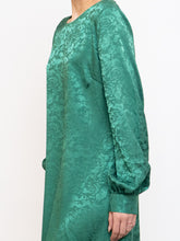 Load image into Gallery viewer, ICHI x Green Floral Longsleeve Satin Dress (S, M)