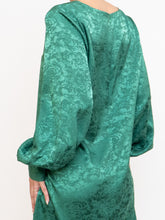 Load image into Gallery viewer, ICHI x Green Floral Longsleeve Satin Dress (S, M)