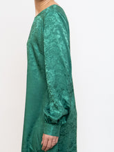 Load image into Gallery viewer, ICHI x Green Floral Longsleeve Satin Dress (S, M)