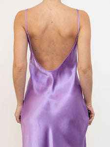 LINDA x Purple Satin Low-back Slip Dress (M, L)