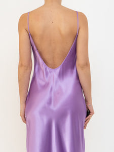 LINDA x Purple Satin Low-back Slip Dress (M, L)
