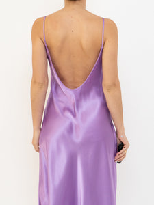 LINDA x Purple Satin Low-back Slip Dress (M, L)