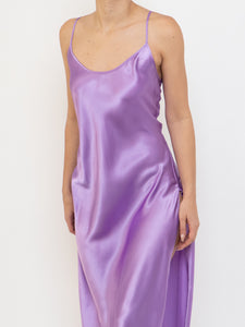 LINDA x Purple Satin Low-back Slip Dress (M, L)