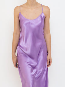 LINDA x Purple Satin Low-back Slip Dress (M, L)