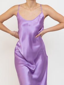 LINDA x Purple Satin Low-back Slip Dress (M, L)