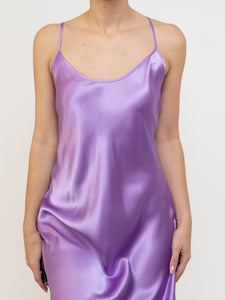LINDA x Purple Satin Low-back Slip Dress (M, L)