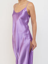 Load image into Gallery viewer, LINDA x Purple Satin Low-back Slip Dress (M, L)
