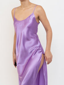 LINDA x Purple Satin Low-back Slip Dress (M, L)