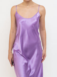 LINDA x Purple Satin Low-back Slip Dress (M, L)
