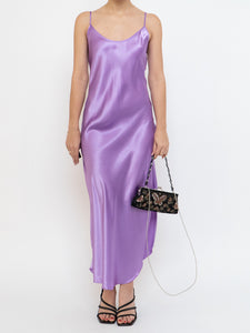 LINDA x Purple Satin Low-back Slip Dress (M, L)