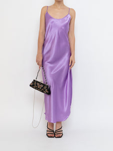 LINDA x Purple Satin Low-back Slip Dress (M, L)