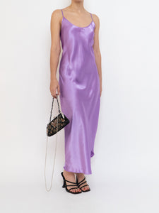 LINDA x Purple Satin Low-back Slip Dress (M, L)