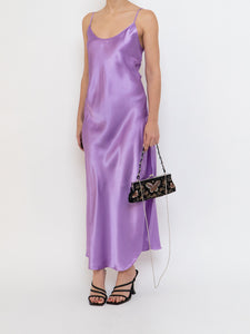 LINDA x Purple Satin Low-back Slip Dress (M, L)
