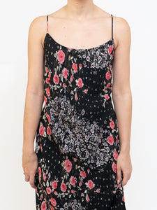 Vintage x Made in Canada x Black Floral Tassle Dress (M, L)