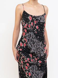Vintage x Made in Canada x Black Floral Tassle Dress (M, L)