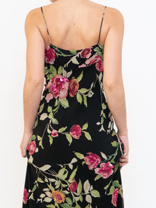 Vintage x NICOLE MILLER Pink Rose Sequin Silk Maxi (XS, S)