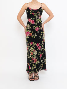 Vintage x NICOLE MILLER Pink Rose Sequin Silk Maxi (XS, S)