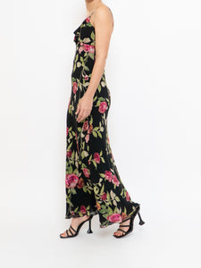 Vintage x NICOLE MILLER Pink Rose Sequin Silk Maxi (XS, S)