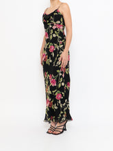 Load image into Gallery viewer, Vintage x NICOLE MILLER Pink Rose Sequin Silk Maxi (XS, S)
