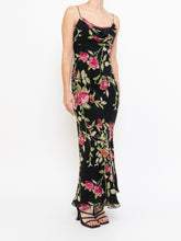 Load image into Gallery viewer, Vintage x NICOLE MILLER Pink Rose Sequin Silk Maxi (XS, S)