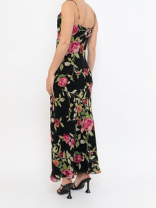 Vintage x NICOLE MILLER Pink Rose Sequin Silk Maxi (XS, S)