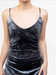 Vintage x Made in Canada x Grey Velvet Maxi Dress (M, L)