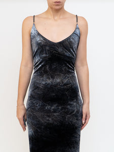 Vintage x Made in Canada x Grey Velvet Maxi Dress (M, L)