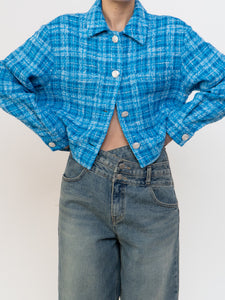 ZARA x Blue Plaid Cropped Jacket (XS-M)