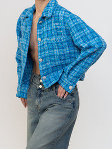 ZARA x Blue Plaid Cropped Jacket (XS-M)