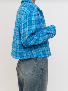 ZARA x Blue Plaid Cropped Jacket (XS-M)
