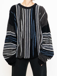Vintage x Made in Canada x TUNDRA Black Striped Raised Knit (S-XXL)